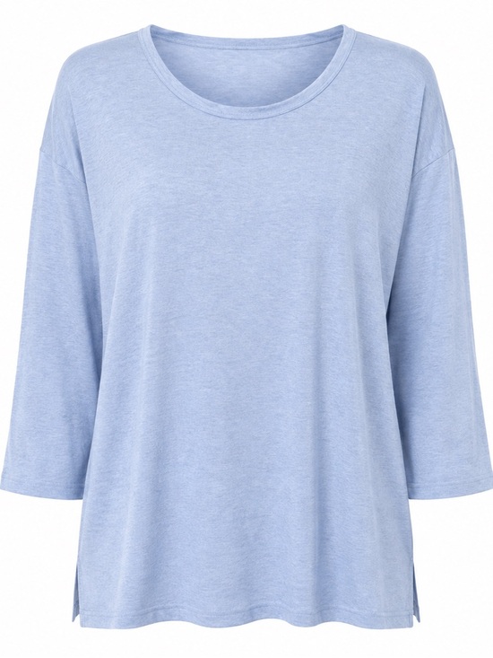 Tops - Light Blue T-Shirt 3/4 sleeve 1X Stretchy, relaxed fit lightweight